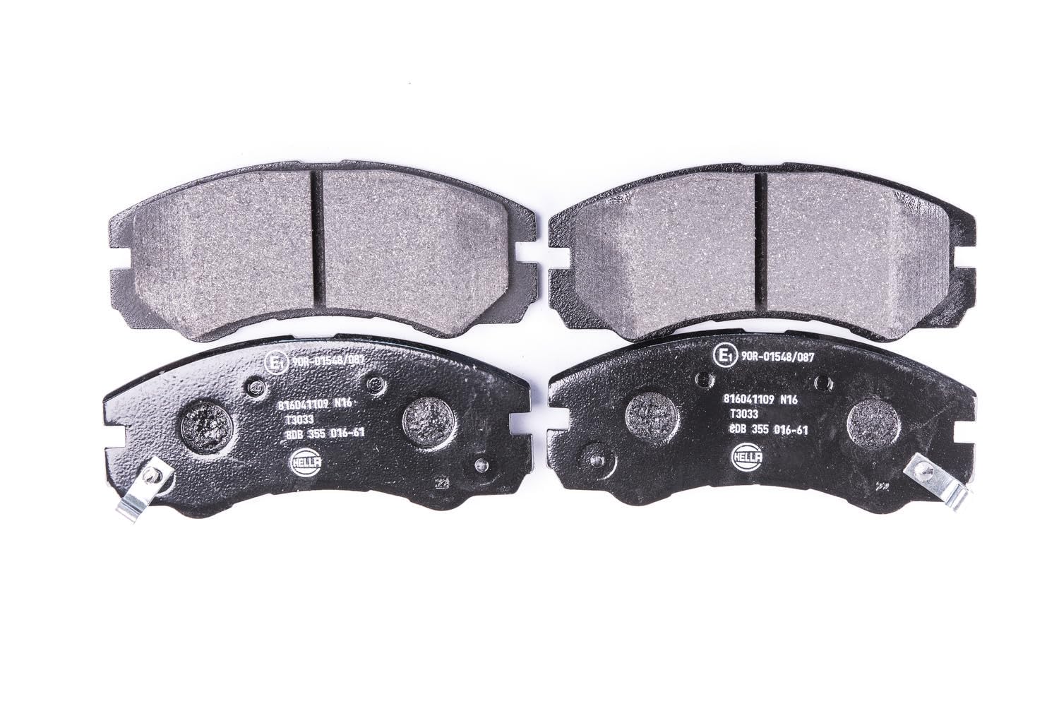 HELLA Bremsbeläge vorne - mit akustischer Verschleißwarnung - vier Bremsbeläge pro Set - T3033 - für u.a. ACURA / CHEVROLET / HOLDEN / HONDA - 8DB 355 016-611 HELLA Bremsbeläge vorne - mit akustischer Verschleißwarnung - vier Bremsbeläge pro Set - T3033 - für u.a. ACURA / CHEVROLET / HOLDEN / HONDA - 8DB 355 016-611 von Hella