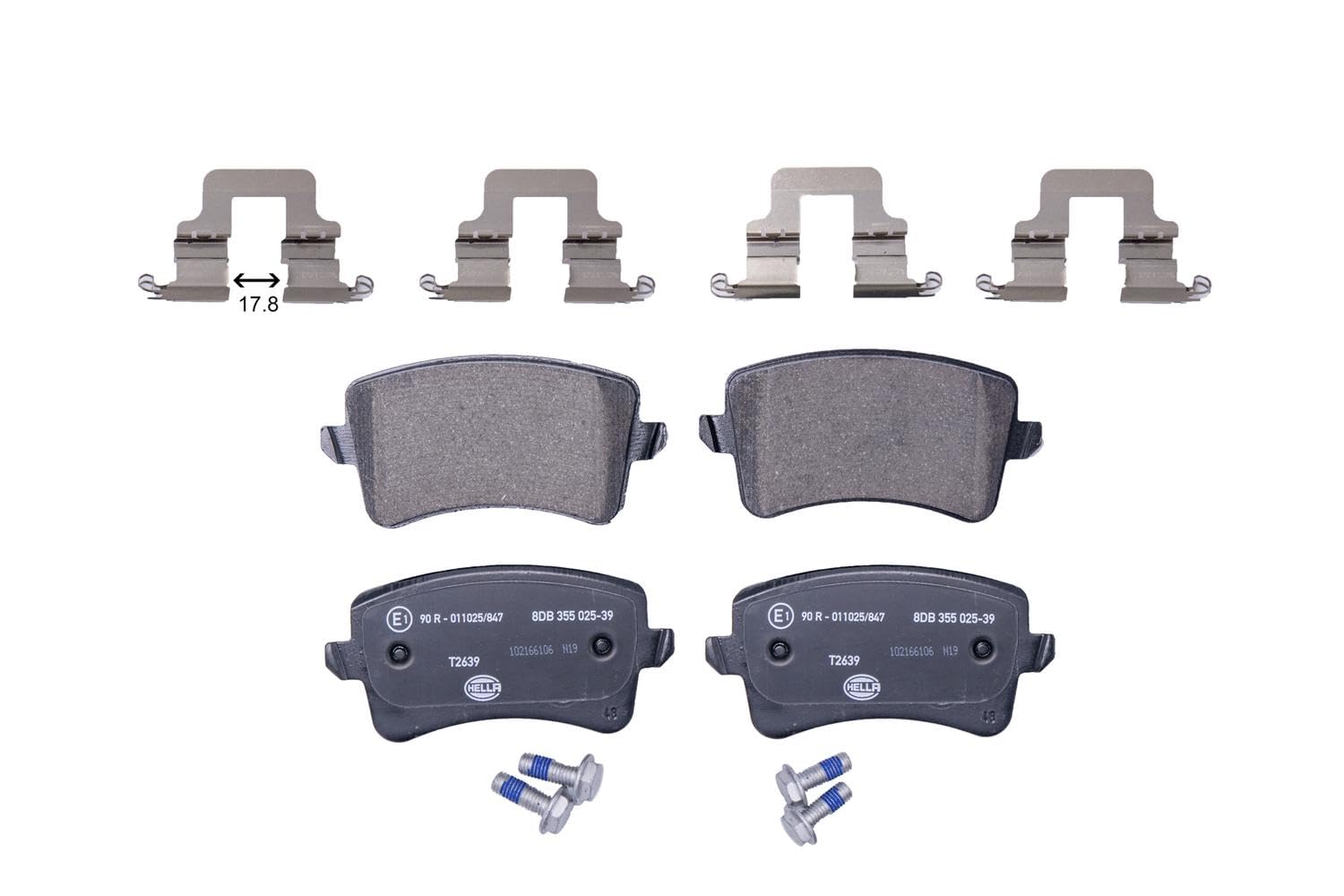HELLA Bremsbeläge hinten - nicht für Verschleißwarnanzeiger vorbereitet - vier Bremsbeläge pro Set - T2639 - für u.a. AUDI - 8DB 355 025-391 HELLA Bremsbeläge hinten - nicht für Verschleißwarnanzeiger vorbereitet - vier Bremsbeläge pro Set - T2639 - für u.a. AUDI - 8DB 355 025-391 von Hella
