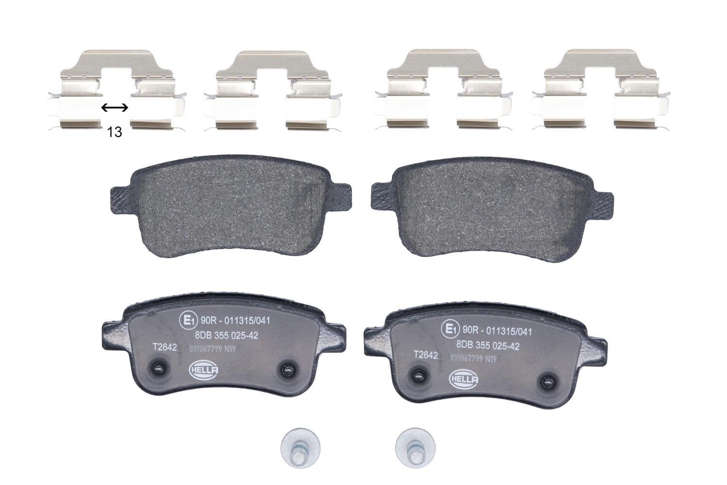 HELLA Bremsbeläge hinten - nicht für Verschleißwarnanzeiger vorbereitet - vier Bremsbeläge pro Set - T2642 - für u.a. RENAULT - 8DB 355 025-421 HELLA Bremsbeläge hinten - nicht für Verschleißwarnanzeiger vorbereitet - vier Bremsbeläge pro Set - T2642 - für u.a. RENAULT - 8DB 355 025-421 von Hella
