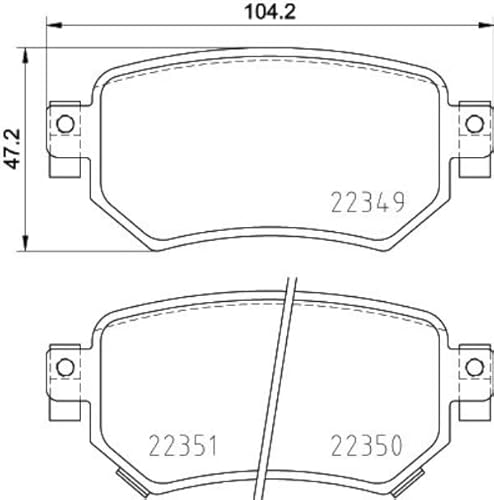 HELLA Bremsbeläge hinten - mit akustischer Verschleißwarnung - vier Bremsbeläge pro Set - T2598 - für u.a. MAZDA - 8DB 355 025-561 HELLA Bremsbeläge hinten - mit akustischer Verschleißwarnung - vier Bremsbeläge pro Set - T2598 - für u.a. MAZDA - 8DB 355 025-561 von Hella