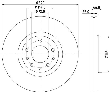HELLA 8DD 355 114-491 Bremsscheibe - 54663 - 320mm - 25mm - Innenbelüftet - für u.a. MAZDA HELLA 8DD 355 114-491 Bremsscheibe - 54663 - 320mm - 25mm - Innenbelüftet - für u.a. MAZDA von Hella