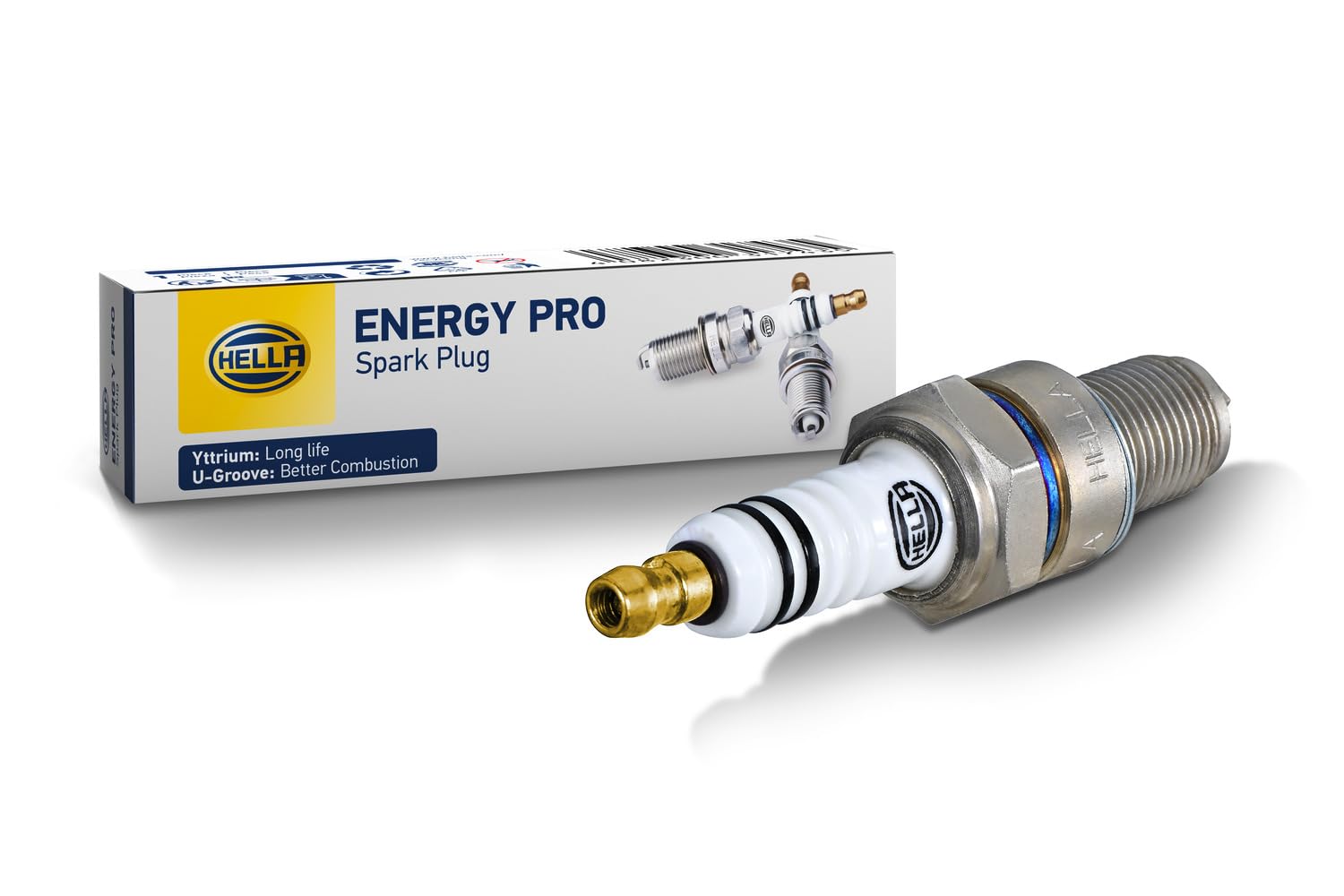 HELLA 8EH 188 704-021 Zündkerze - Energy Pro YH8RCP-8U - SW: 21 - Gewindelänge: 19mm - Außengewinde: 14mm - E.A.: 0.8mm von Hella