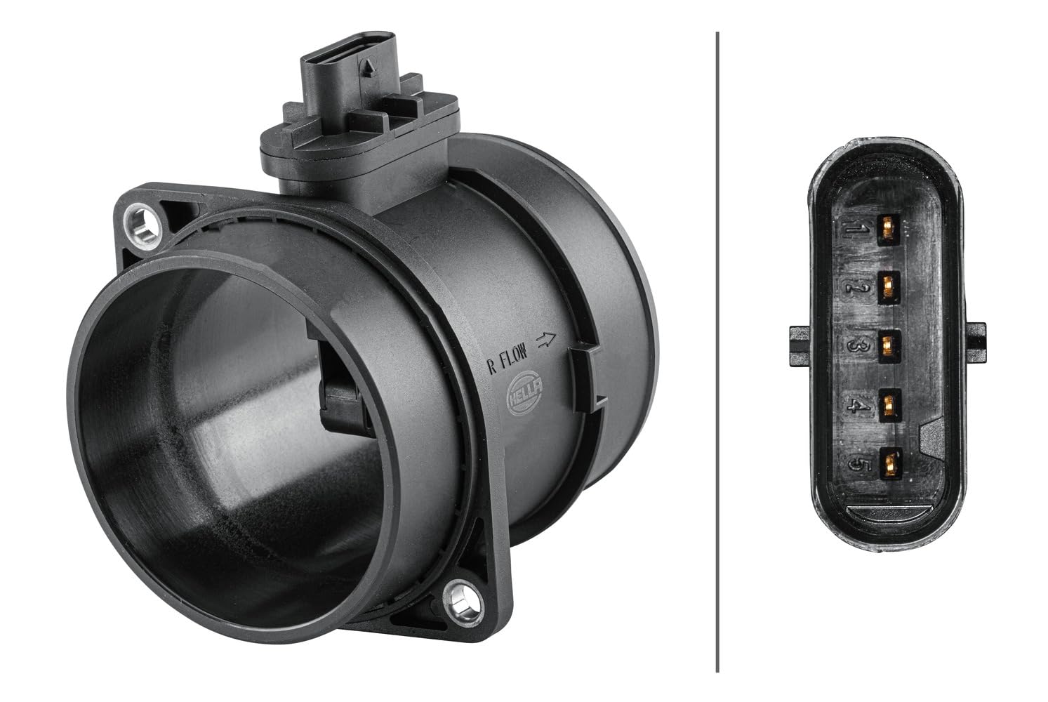 HELLA 8ET 358 095-621 Luftmassenmesser - 5-polig - Rohrstutzen von Hella