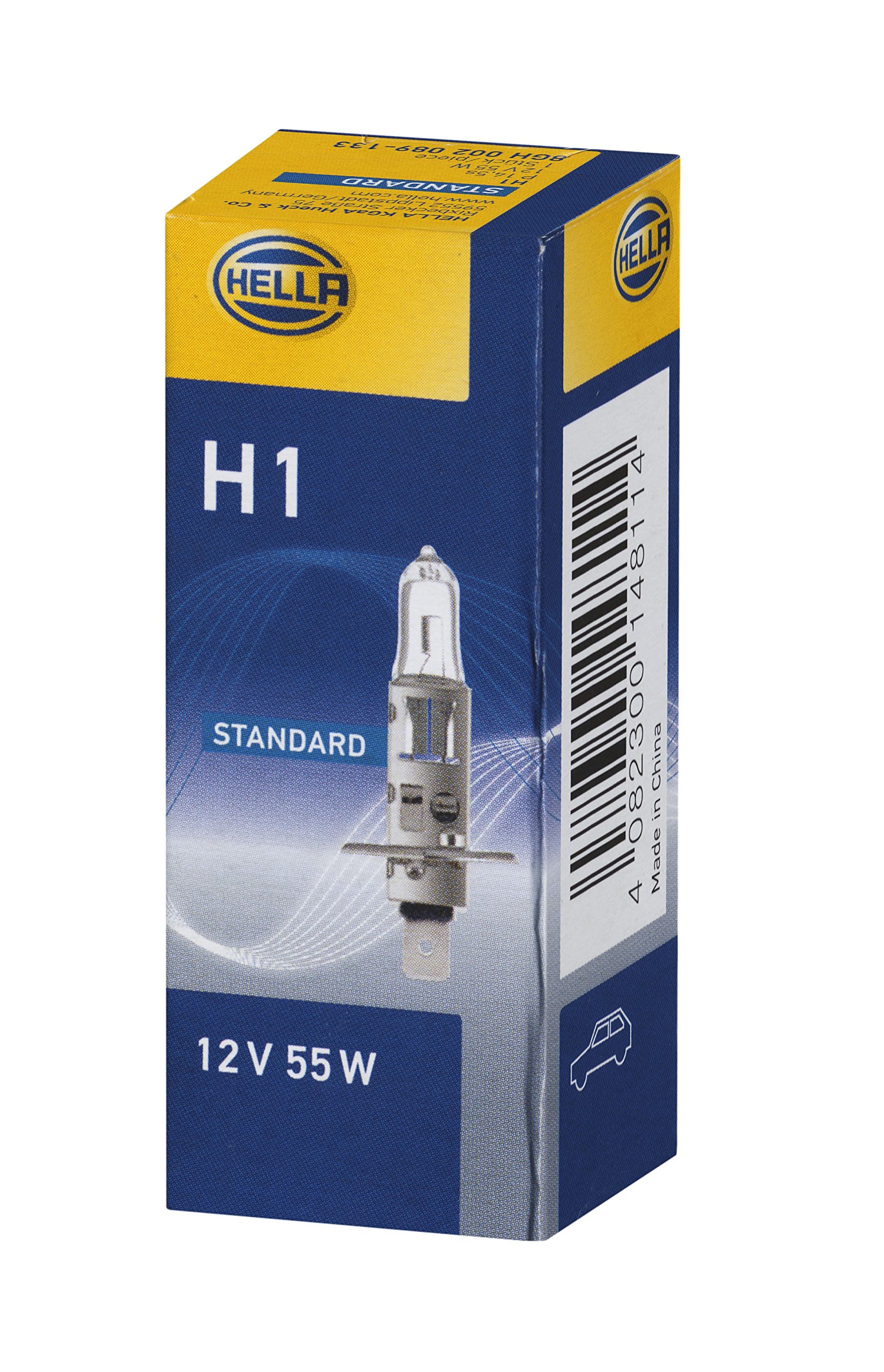 HELLA 8GH 002 089-133 Glühlampe - H1 - Standard - 12V - 55W - Sockelausführung: P14,5s - Schachtel - Menge: 1 von Hella