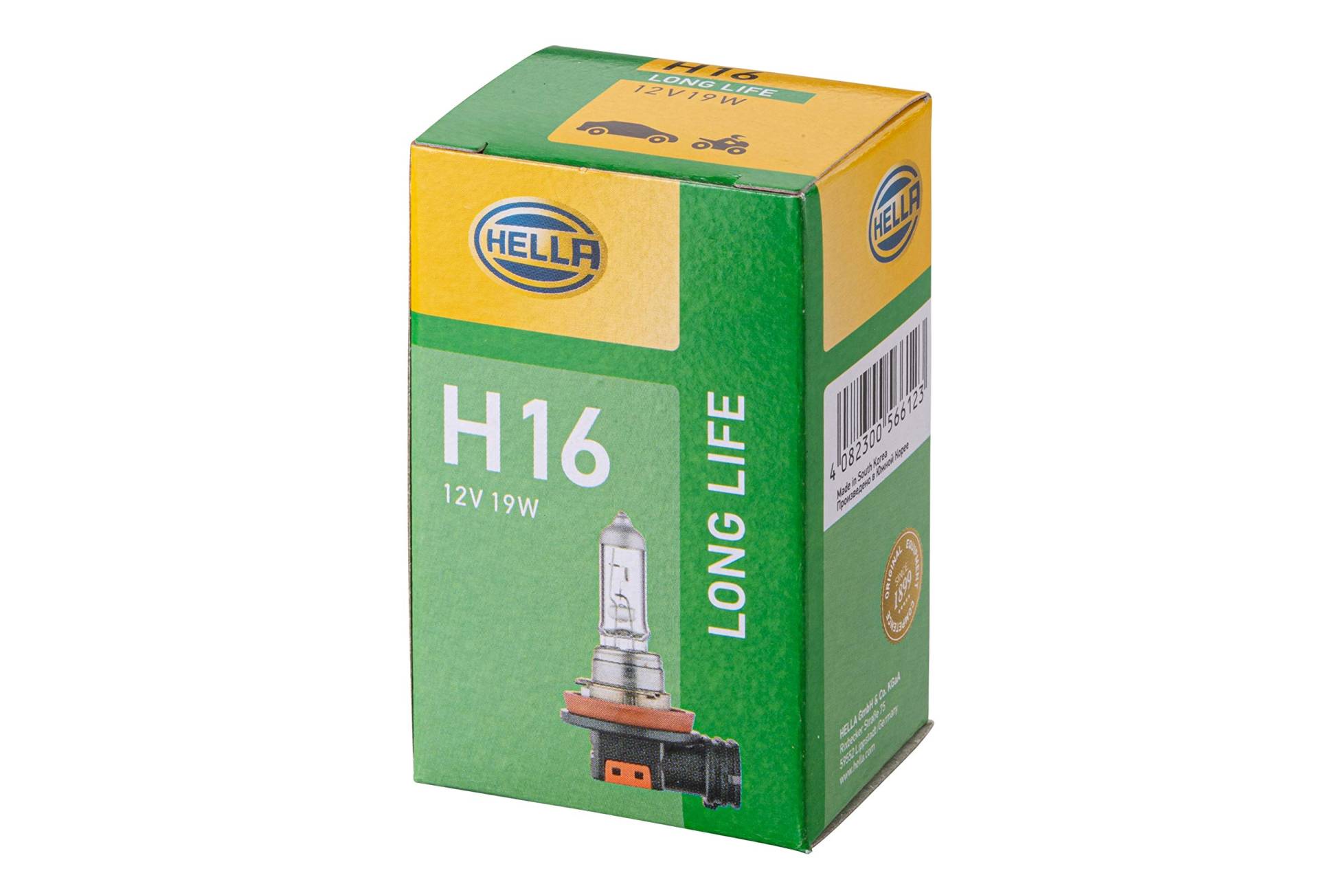 HELLA - Glühlampe - H16 - Long Life up to 3x longer lifetime - 12V - 19W - Sockelausführung: PGJ19-3 - Schachtel - Menge: 1 - 8GH 186 996-001 von Hella