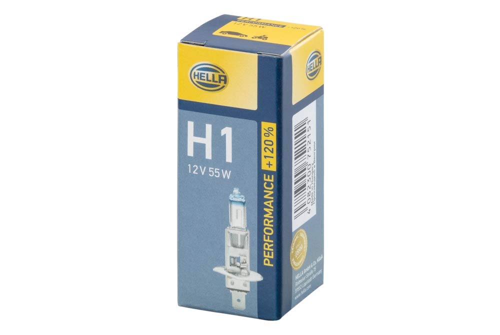 HELLA Halogen Glühlampe - H1 - Performance + 120% - 12V - 55W - Sockelausführung Glühlampe: P14.5s - Schachtel - Menge: 1 - 8GH 223 498-011, Weiß HELLA Halogen Glühlampe - H1 - Performance + 120% - 12V - 55W - Sockelausführung Glühlampe: P14.5s - Schachtel - Menge: 1 - 8GH 223 498-011, Weiß von Hella