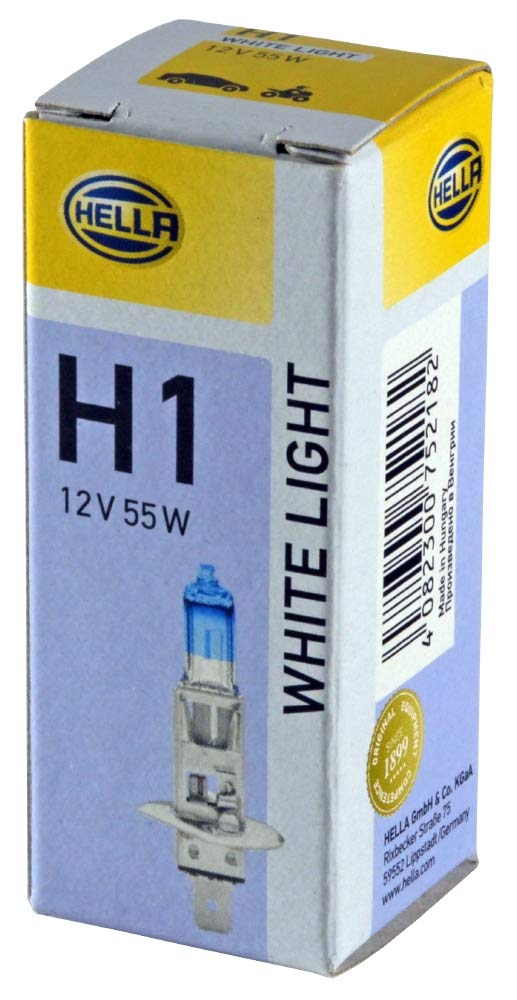 HELLA 8GH 223 498-111 Glühlampe - H1 - White light up to 4200 Kelvin - 12V - 55W - Sockelausführung: P14,5s - Schachtel - Menge: 1 HELLA 8GH 223 498-111 Glühlampe - H1 - White light up to 4200 Kelvin - 12V - 55W - Sockelausführung: P14,5s - Schachtel - Menge: 1 von Hella