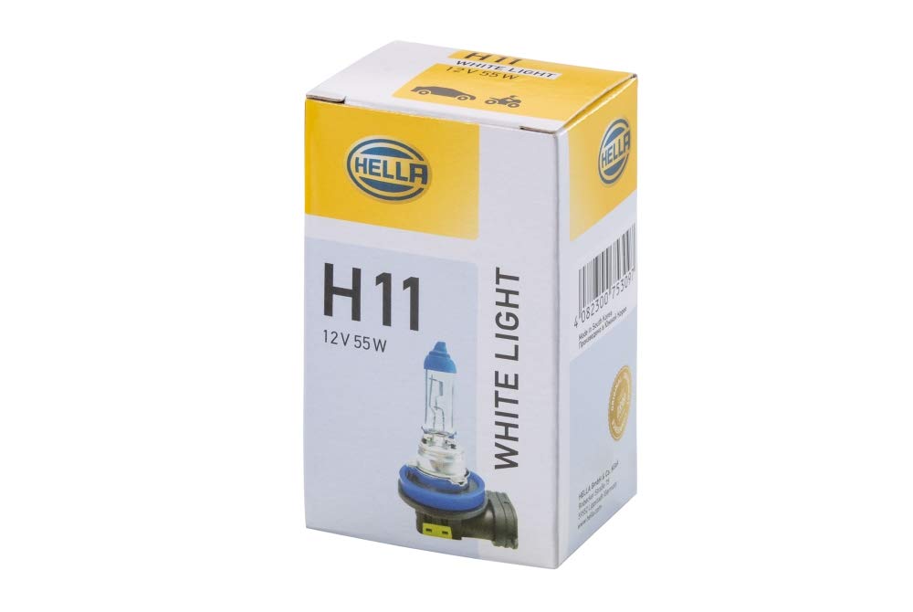 HELLA 8GH 223 498-151 Halogen Glühlampe - H11 - White Light up to 4200 Kelvin - 12V - 55W - Sockelausführung Glühlampe: PGJ19-2 - Schachtel - Menge: 1 HELLA 8GH 223 498-151 Halogen Glühlampe - H11 - White Light up to 4200 Kelvin - 12V - 55W - Sockelausführung Glühlampe: PGJ19-2 - Schachtel - Menge: 1 von Hella