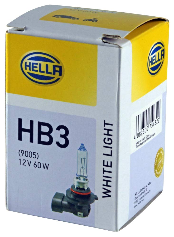 HELLA Halogen Glühlampe - HB3 - White Light - 12V - 60W - Sockelausführung Glühlampe: P20d - Schachtel - Menge: 1 - 8GH 223 498-161 HELLA Halogen Glühlampe - HB3 - White Light - 12V - 60W - Sockelausführung Glühlampe: P20d - Schachtel - Menge: 1 - 8GH 223 498-161 von Hella