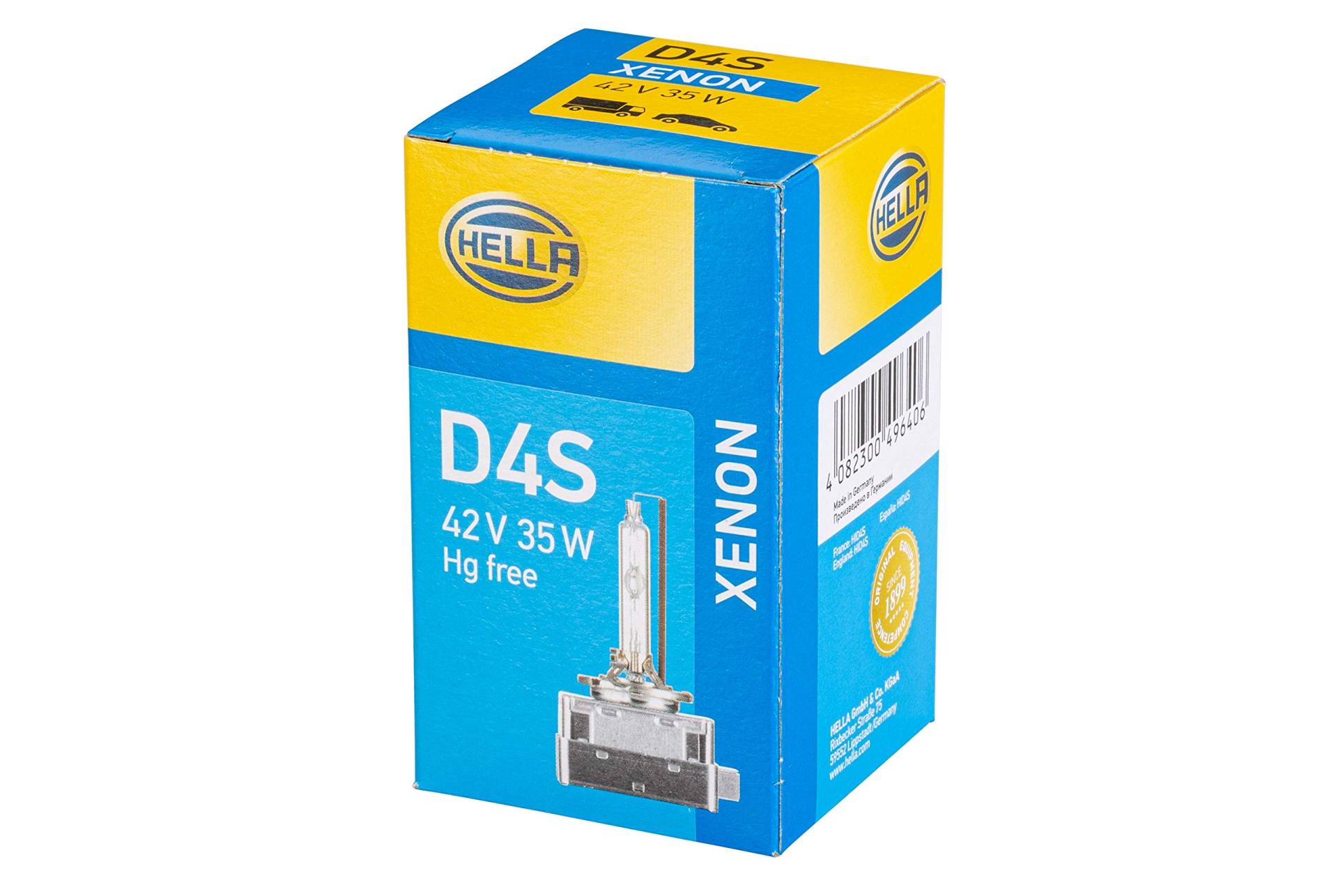 HELLA 8GS 007 949-311 Glühlampe - D4S - Xenon up to 4300 Kelvin - 42V - 35W - Sockelausführung: P32d-2-5 - Schachtel - Menge: 1 HELLA 8GS 007 949-311 Glühlampe - D4S - Xenon up to 4300 Kelvin - 42V - 35W - Sockelausführung: P32d-2-5 - Schachtel - Menge: 1 von Hella