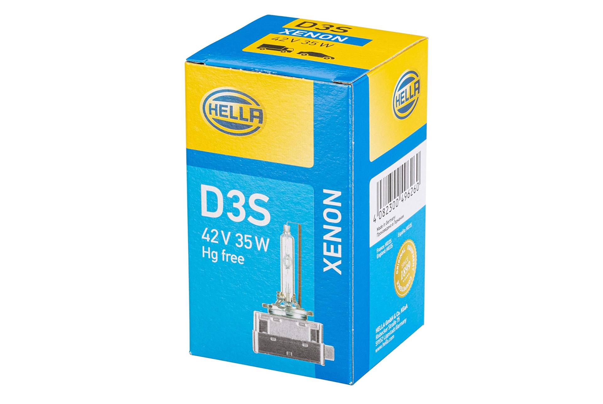 HELLA 8GS 009 028-311 Glühlampe - D3S - Xenon up to 4300 Kelvin - 42V - 35W - Sockelausführung: P32d-2-5 - Schachtel - Menge: 1 HELLA 8GS 009 028-311 Glühlampe - D3S - Xenon up to 4300 Kelvin - 42V - 35W - Sockelausführung: P32d-2-5 - Schachtel - Menge: 1 von Hella