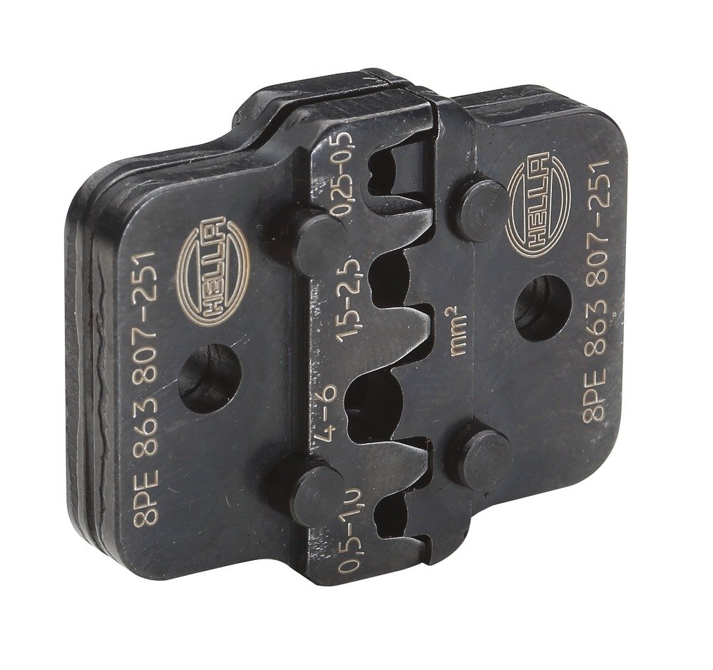 HELLA Crimpzangeneinsatz - Metall - schwarz - Ø von: 0.25mm - Ø bis: 6.0mm - Profi,Typ I & III - 8PE 863 807-251 HELLA Crimpzangeneinsatz - Metall - schwarz - Ø von: 0.25mm - Ø bis: 6.0mm - Profi,Typ I & III - 8PE 863 807-251 von Hella