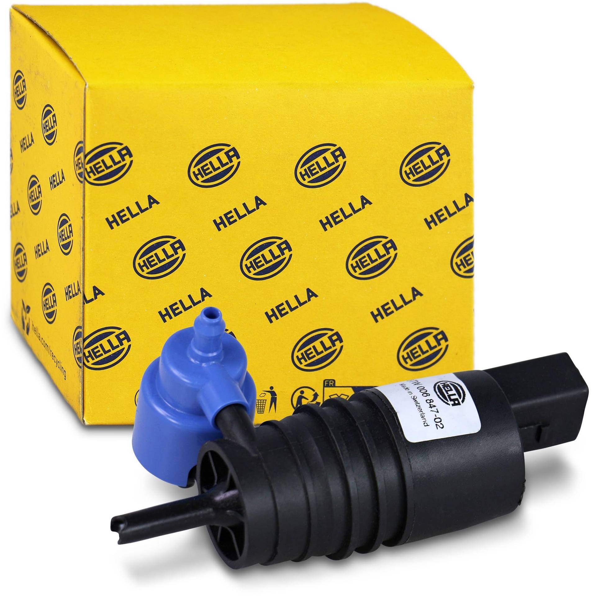 HELLA 8TW 006 847-021 Waschwasserpumpe, Scheibenreinigung - 12V - elektrisch - Dualpumpe - Steckergehäuseform: eckig/rund von Hella