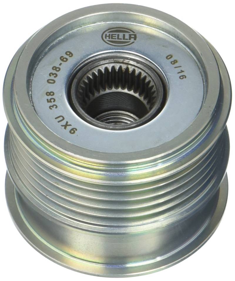 HELLA 9XU 358 038-691 Generatorfreilauf - Gewindemaß: M16x1,5 - Anzahl der Rillen: 5 - mit Kappe von Hella