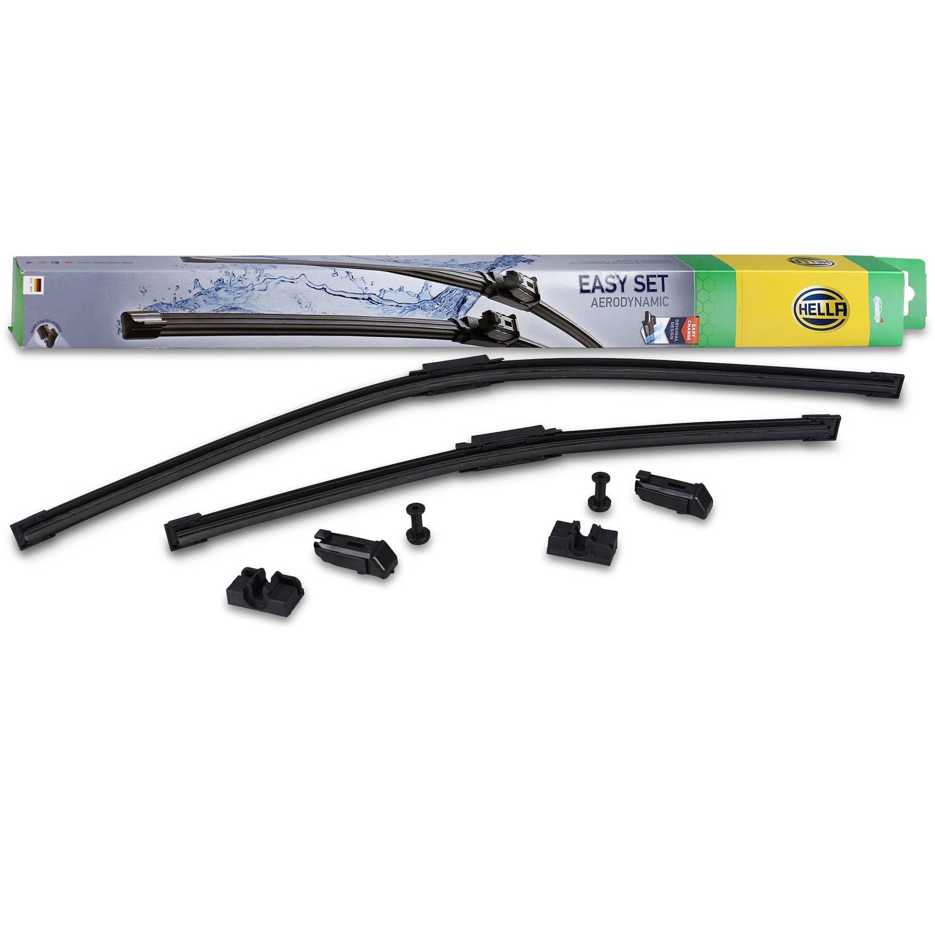 HELLA Easy Set OE Scheibenwischer - SetOE6545 - Flachblatt-Wischer - für Linkslenker - 650/450mm - 26/18" - vorne - Menge: 2 - 9XW 358 164-121 von Hella