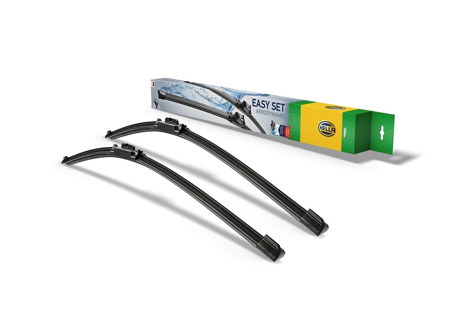 HELLA 9XW 358 164-141 Easy Set OE Scheibenwischer - SetOE6555 - Flachblatt-Wischer - für Linkslenker - 650/550mm - 26/22" - vorne - Menge: 2, keine HELLA 9XW 358 164-141 Easy Set OE Scheibenwischer - SetOE6555 - Flachblatt-Wischer - für Linkslenker - 650/550mm - 26/22" - vorne - Menge: 2, keine von Hella