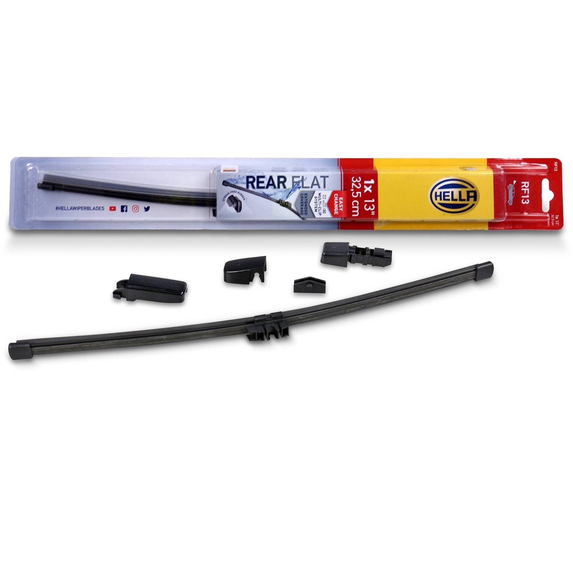 HELLA 9XW 358 179-131 Rear Flat Scheibenwischer - RF13 - Flachblatt-Wischer - für Links-/Rechtslenker - 13" - 325mm - hinten - Menge: 1, keine HELLA 9XW 358 179-131 Rear Flat Scheibenwischer - RF13 - Flachblatt-Wischer - für Links-/Rechtslenker - 13" - 325mm - hinten - Menge: 1, keine von Hella