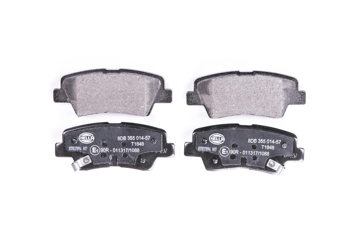 HELLA Bremsbeläge hinten - mit akustischer Verschleißwarnung - vier Bremsbeläge pro Set - T1848 - für u.a. HYUNDAI / KIA / SSANGYONG - 8DB 355 014-571 HELLA Bremsbeläge hinten - mit akustischer Verschleißwarnung - vier Bremsbeläge pro Set - T1848 - für u.a. HYUNDAI / KIA / SSANGYONG - 8DB 355 014-571 von Hella