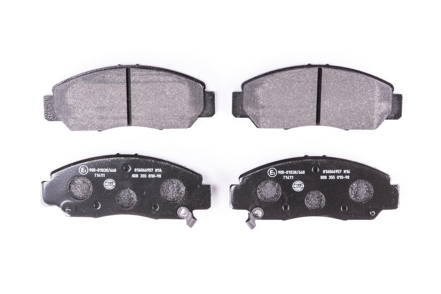 HELLA Bremsbeläge vorne - mit akustischer Verschleißwarnung - vier Bremsbeläge pro Set - T1411 - für u.a. HONDA - 8DB 355 010-981 HELLA Bremsbeläge vorne - mit akustischer Verschleißwarnung - vier Bremsbeläge pro Set - T1411 - für u.a. HONDA - 8DB 355 010-981 von Hella