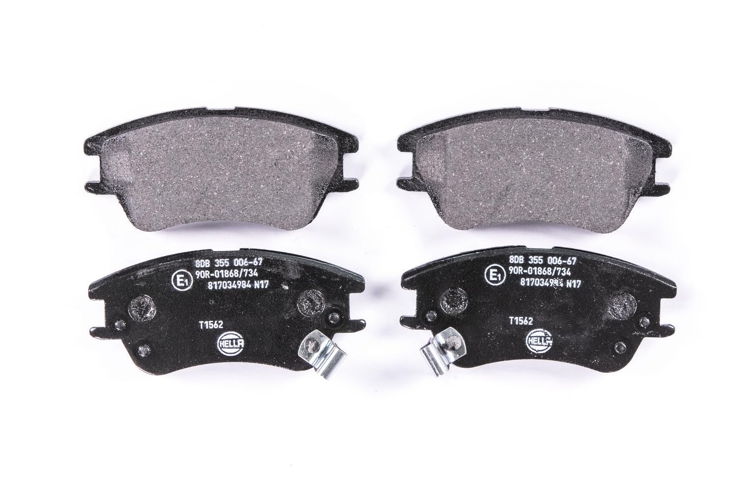 HELLA Bremsbeläge vorne - mit akustischer Verschleißwarnung - vier Bremsbeläge pro Set - T1562 - für u.a. DODGE / HYUNDAI - 8DB 355 006-671 HELLA Bremsbeläge vorne - mit akustischer Verschleißwarnung - vier Bremsbeläge pro Set - T1562 - für u.a. DODGE / HYUNDAI - 8DB 355 006-671 von Hella