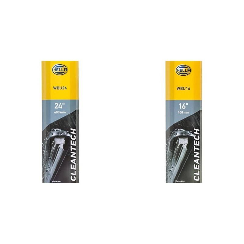HELLA CLEANTECH Scheibenwischer, Flachbalkenwischblatt gelenklos, robust und aerodynamisch, mit Multiadapter, Set aus 2: 24" 600 mm + 16" 400 mm von Hella