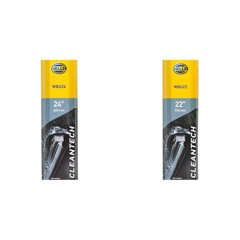 HELLA CLEANTECH Scheibenwischer, Flachbalkenwischblatt gelenklos, robust und aerodynamisch, mit Multiadapter, Set aus 2: 24" 600 mm + 22" 550 mm von Hella
