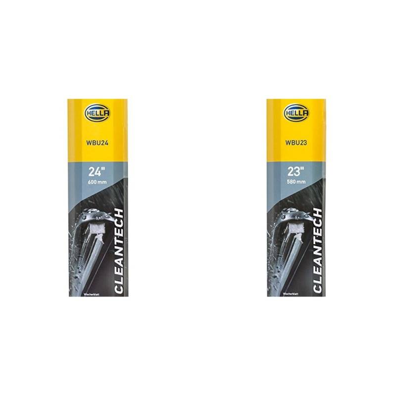 HELLA CLEANTECH Scheibenwischer, Flachbalkenwischblatt gelenklos, robust und aerodynamisch, mit Multiadapter, Set aus 2: 24" 600 mm + 23" 580 mm von Hella