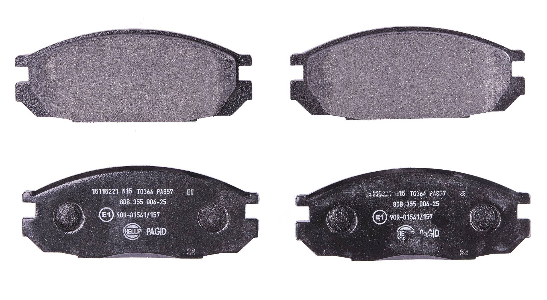 HELLA Bremsbeläge vorne; hinten - nicht für Verschleißwarnanzeiger vorbereitet - vier Bremsbeläge pro Set - T0364 - für u.a. FORD / NISSAN - 8DB 355 006-251 HELLA Bremsbeläge vorne; hinten - nicht für Verschleißwarnanzeiger vorbereitet - vier Bremsbeläge pro Set - T0364 - für u.a. FORD / NISSAN - 8DB 355 006-251 von Hella
