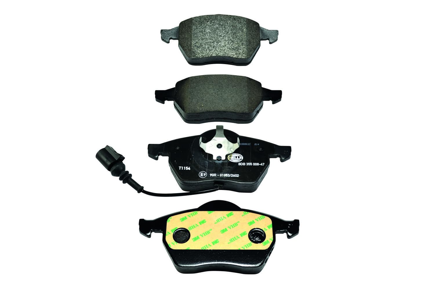 HELLA PAGID 8DB 355 008-471 Bremsbelagsatz - T1154 - Bremssystem: Teves - mit integriertem Verschleißwarnkontakt - für u.a. AUDI / SEAT / SKODA / VOLKSWAGEN von Hella