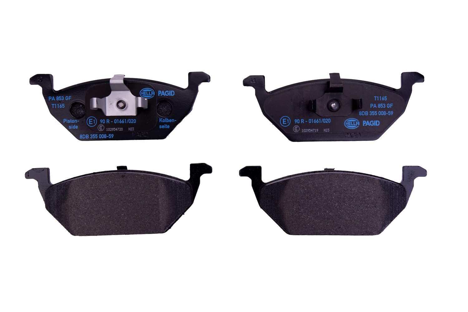 HELLA Bremsbeläge vorne - nicht für Verschleißwarnanzeiger vorbereitet - vier Bremsbeläge pro Set - T1165 - für u.a. AUDI / SEAT / SKODA / STREETSCOOTER / VW - 8DB 355 008-591 HELLA Bremsbeläge vorne - nicht für Verschleißwarnanzeiger vorbereitet - vier Bremsbeläge pro Set - T1165 - für u.a. AUDI / SEAT / SKODA / STREETSCOOTER / VW - 8DB 355 008-591 von Hella