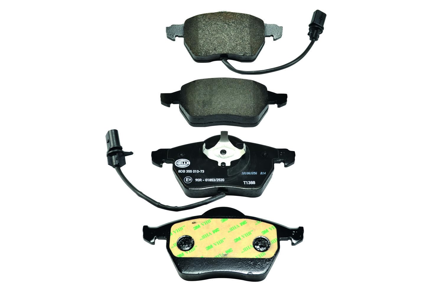 HELLA Bremsbeläge vorne - mit Warnkontakt - vier Bremsbeläge pro Set - T1388 - für u.a. AUDI / SEAT / SKODA / VOLKSWAGEN - 8DB 355 010-731 HELLA Bremsbeläge vorne - mit Warnkontakt - vier Bremsbeläge pro Set - T1388 - für u.a. AUDI / SEAT / SKODA / VOLKSWAGEN - 8DB 355 010-731 von Hella