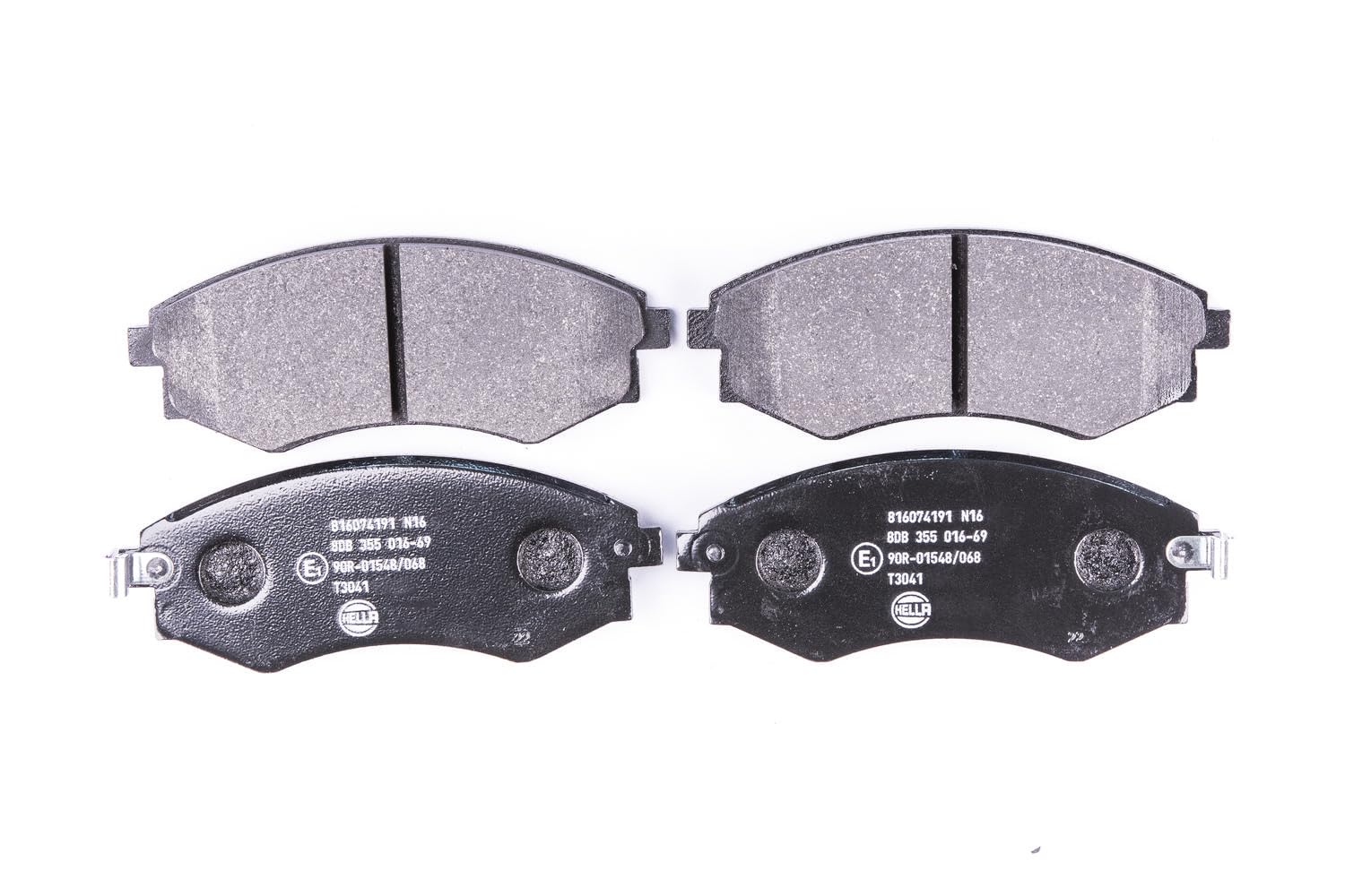 HELLA Bremsbeläge vorne - mit akustischer Verschleißwarnung - vier Bremsbeläge pro Set - T3041 - für u.a. DAEWOO / HYUNDAI / KIA / MITSUBISHI - 8DB 355 016-691 HELLA Bremsbeläge vorne - mit akustischer Verschleißwarnung - vier Bremsbeläge pro Set - T3041 - für u.a. DAEWOO / HYUNDAI / KIA / MITSUBISHI - 8DB 355 016-691 von Hella