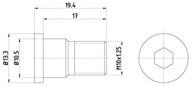 HELLA 8DZ 355 209-071 Schraube, Bremsscheibe PAG0007 - 19.4mm - M10x1,25 - Innensechskant von Hella