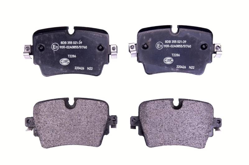HELLA Bremsbeläge hinten - für Verschleißwarnanzeiger vorbereitet - vier Bremsbeläge pro Set - T2286 - für u.a. JAGUAR - 8DB 355 021-391 von Hella