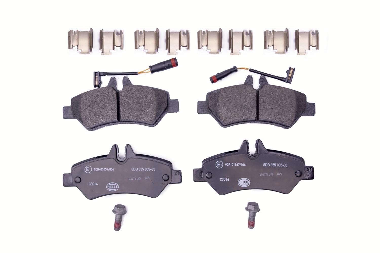 HELLA Bremsbeläge hinten - inkl. Warnkontakt - vier Bremsbeläge pro Set - C3016 - für u.a. DODGE / FREIGHTLINER / MERCEDES-BENZ - 8DB 355 005-351 HELLA Bremsbeläge hinten - inkl. Warnkontakt - vier Bremsbeläge pro Set - C3016 - für u.a. DODGE / FREIGHTLINER / MERCEDES-BENZ - 8DB 355 005-351 von Hella
