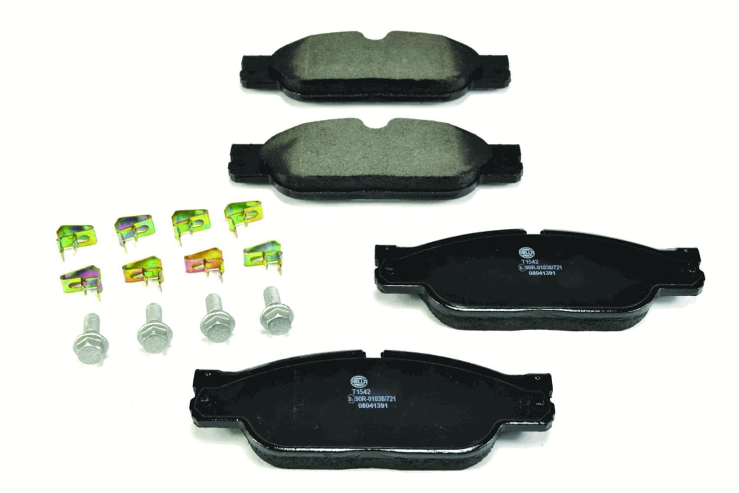 HELLA Bremsbeläge vorne - für Verschleißwarnanzeiger vorbereitet - vier Bremsbeläge pro Set - T1542 - für u.a. DAIMLER / JAGUAR - 8DB 355 012-251 HELLA Bremsbeläge vorne - für Verschleißwarnanzeiger vorbereitet - vier Bremsbeläge pro Set - T1542 - für u.a. DAIMLER / JAGUAR - 8DB 355 012-251 von Hella