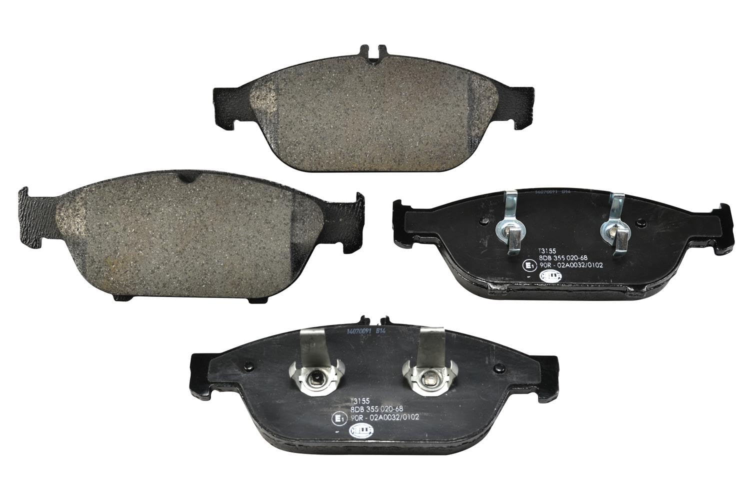 HELLA Bremsbeläge vorne - für Verschleißwarnanzeiger vorbereitet - vier Bremsbeläge pro Set - T3155 - für u.a. MERCEDES-BENZ - 8DB 355 020-681 HELLA Bremsbeläge vorne - für Verschleißwarnanzeiger vorbereitet - vier Bremsbeläge pro Set - T3155 - für u.a. MERCEDES-BENZ - 8DB 355 020-681 von Hella