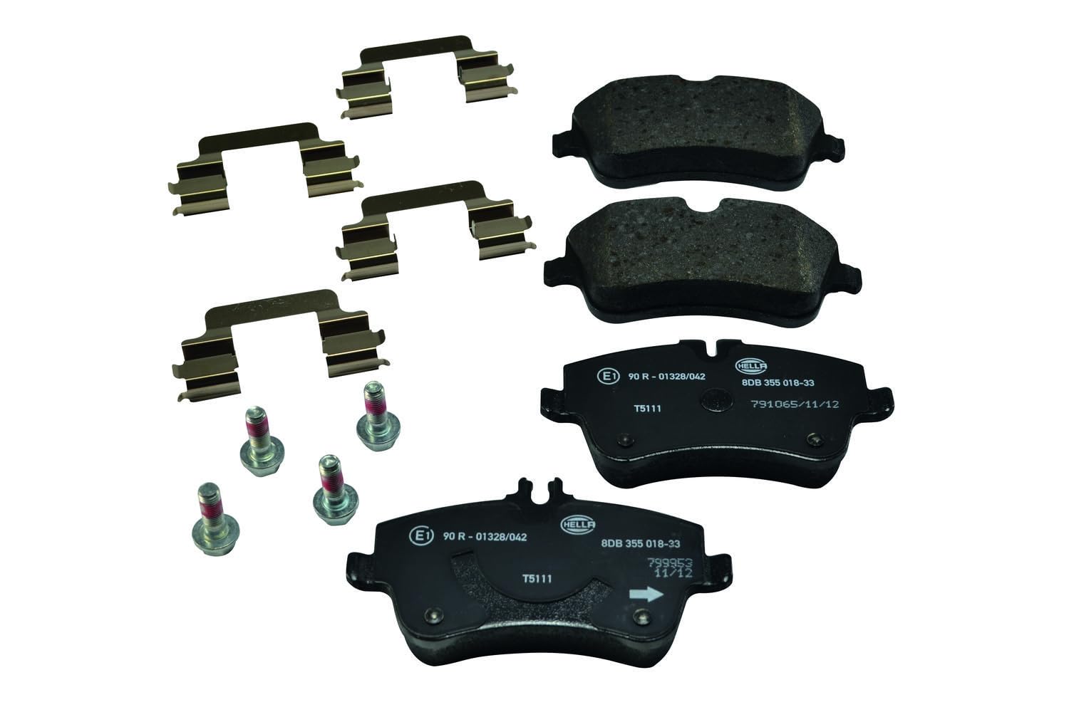 HELLA Bremsbeläge vorne - für Verschleißwarnanzeiger vorbereitet - vier Bremsbeläge pro Set - T5111 - für u.a. MERCEDES-BENZ - 8DB 355 018-331 HELLA Bremsbeläge vorne - für Verschleißwarnanzeiger vorbereitet - vier Bremsbeläge pro Set - T5111 - für u.a. MERCEDES-BENZ - 8DB 355 018-331 von Hella