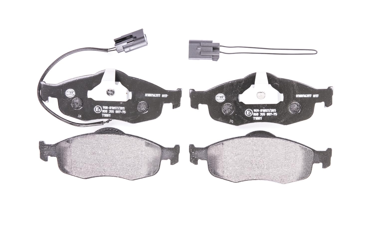 HELLA Bremsbeläge vorne - mit Warnkontakt - vier Bremsbeläge pro Set - T1081 - für u.a. FORD / MERCURY - 8DB 355 007-751 HELLA Bremsbeläge vorne - mit Warnkontakt - vier Bremsbeläge pro Set - T1081 - für u.a. FORD / MERCURY - 8DB 355 007-751 von Hella