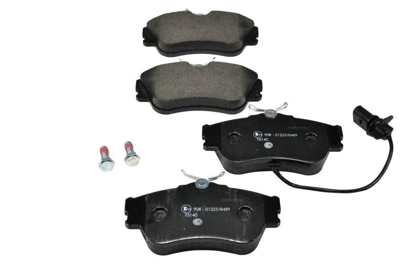 HELLA Bremsbeläge vorne - mit Warnkontakt - vier Bremsbeläge pro Set - T5140 - für u.a. VOLKSWAGEN - 8DB 355 018-621 von Hella
