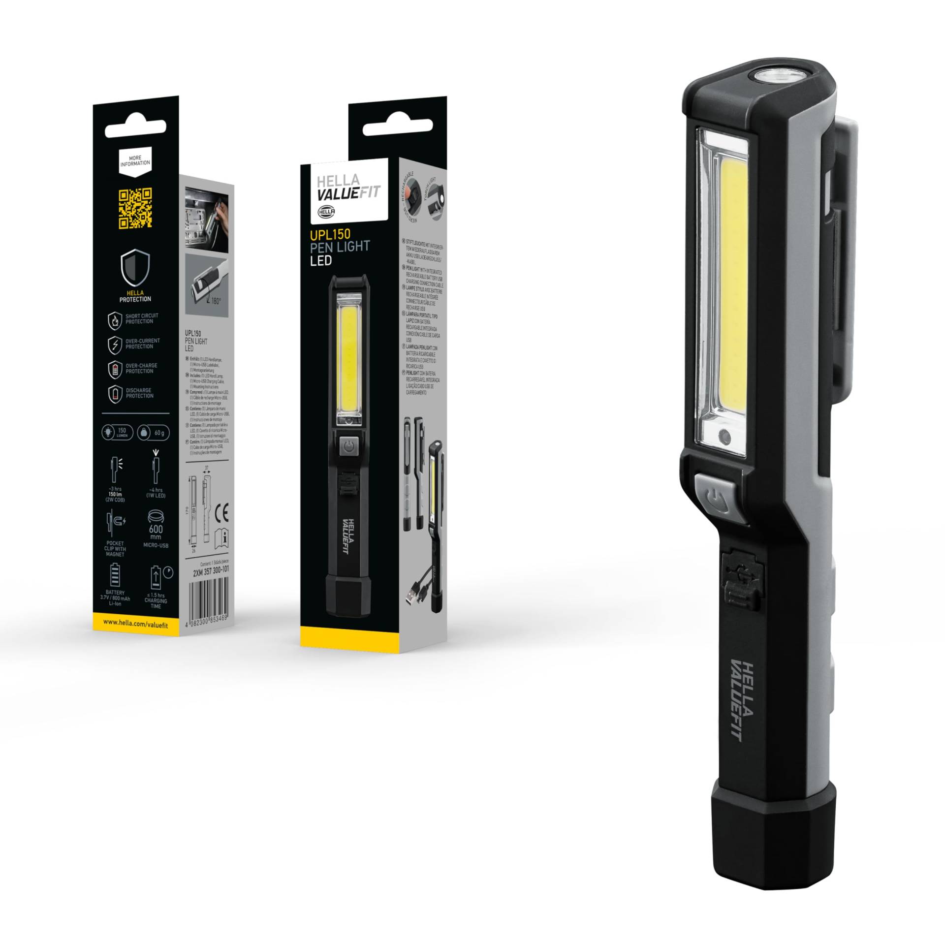 HELLA VALUEFIT LED Handleuchte UPL150 - 3.7V - 150lm - mit Klammer/mit Magnet - 2XM 357 300-101 HELLA VALUEFIT LED Handleuchte UPL150 - 3.7V - 150lm - mit Klammer/mit Magnet - 2XM 357 300-101 von Hella