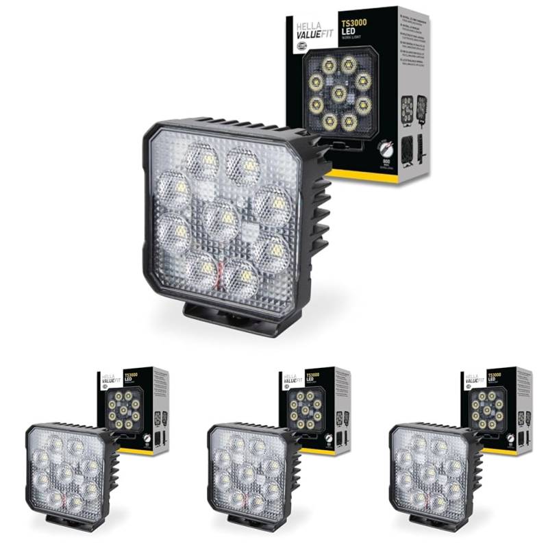 HELLA Valuefit TS3000 LED Arbeitsscheinwerfer 12V - 24V 3000 echte Lumen Nahfeldausleuchtung starke Lichtleistung in kompaktem Design Offroad LED Scheinwerfer für Traktor LKW SUV ATV - 1GA 357 112-002 von Hella