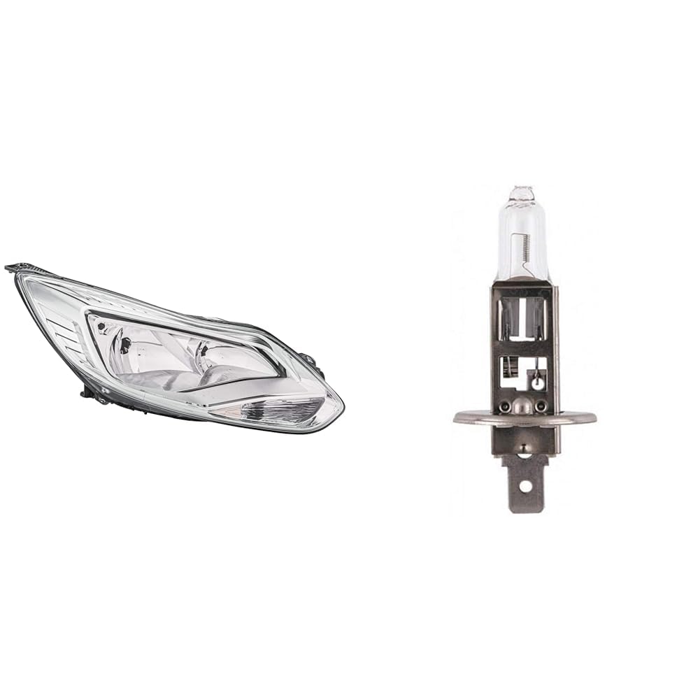 Halogen-Hauptscheinwerfer - für u.a. Ford Focus III - chrom - für Rechtsverkehr - rechts & Halogen-Glühlampe - H1 - Standard von Hella