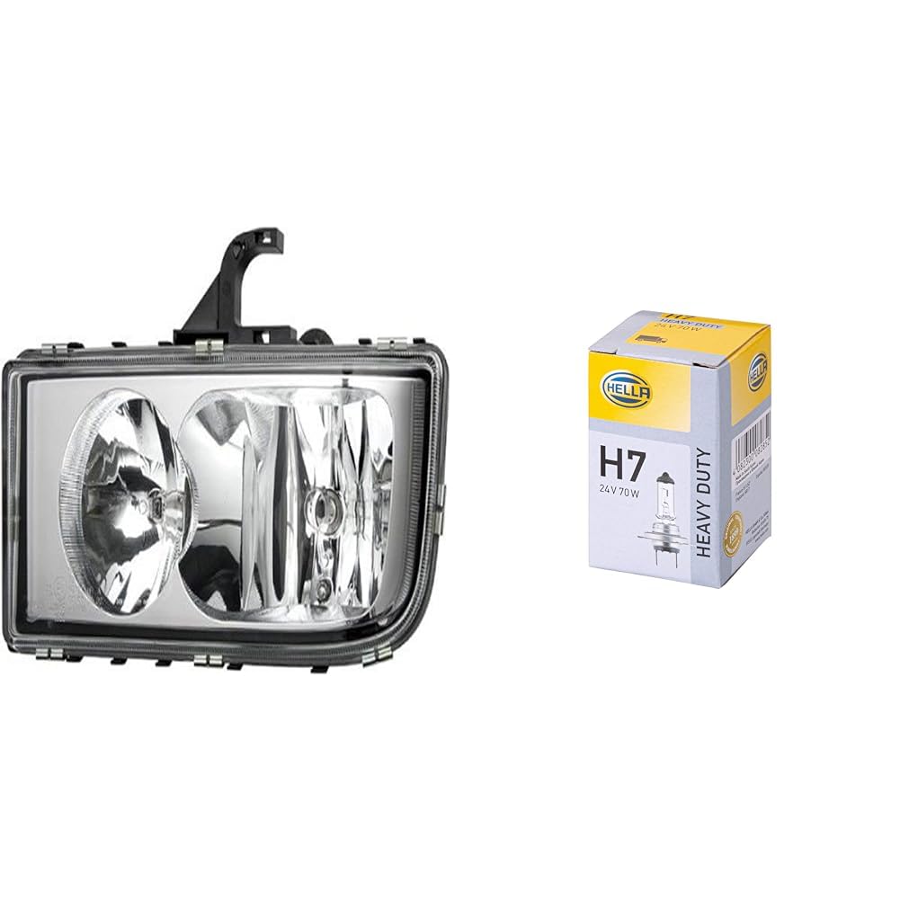 Halogen-Hauptscheinwerfer - für u.a. Mercedes-Benz Axor II - ECE - für Linksverkehr - links & Halogen-Glühlampe - H7 Halogen-Hauptscheinwerfer - für u.a. Mercedes-Benz Axor II - ECE - für Linksverkehr - links & Halogen-Glühlampe - H7 von Hella
