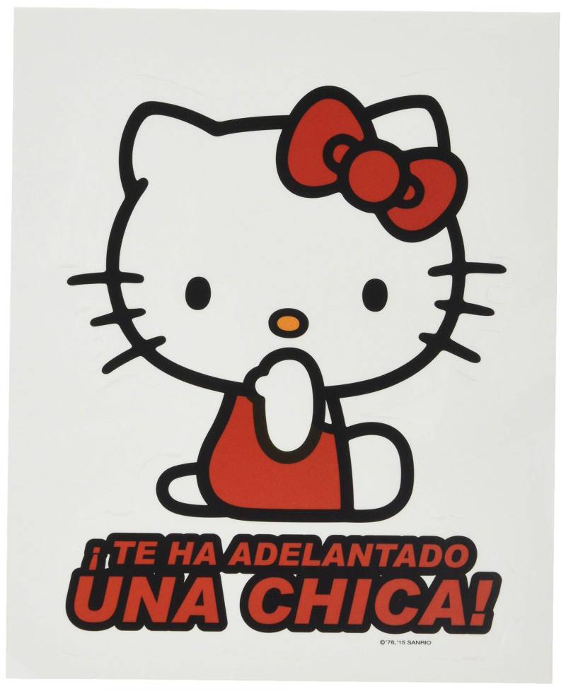 Hello Kitty Aufkleber Te ha Adelantado UNA Chica. für die hintere Windschutzscheibe Ihres Autos. Lustiges und originelles Design, Weiß Rosa von Hello Kitty