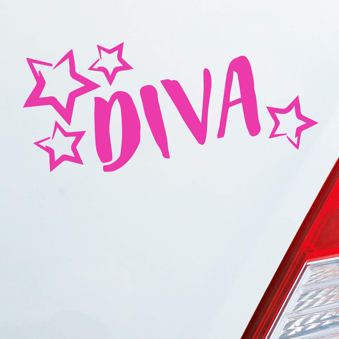 Hellweg Druckerei Diva Sterne Stars Schriftzug Auto Aufkleber Sticker Heckscheibenaufkleber von Hellweg Druckerei