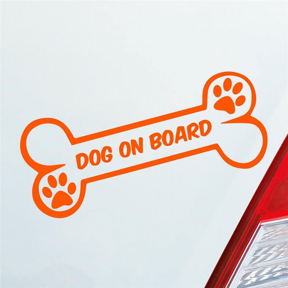 Auto Aufkleber Dog on Board Knochen Hund an Bord Dog Pfote 15x6 cm Orange Sticker Heckscheibenaufkleber von Hellweg Druckerei