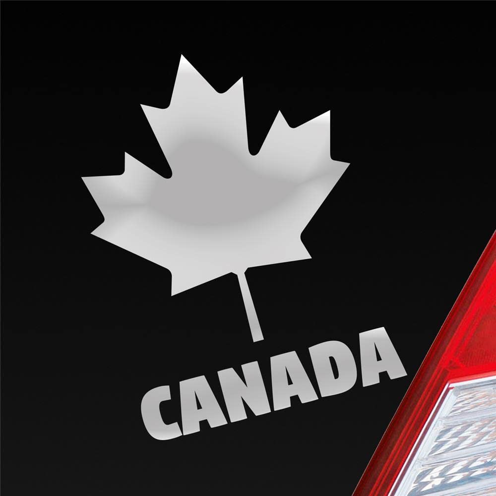 Auto Aufkleber Kanada Canada Ahornblatt Maple Leaf Urlaub Car 10x13 cm Silber Sticker Heckscheibenaufkleber von Hellweg Druckerei