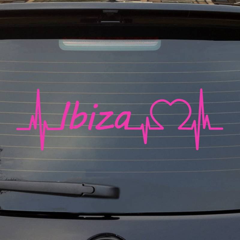 Hellweg Druckerei Heckscheibenaufkleber Ibiza Puls Herzschlag Fun Sticker Auto-Aufkleber mit Insel Motiv von Hellweg Druckerei