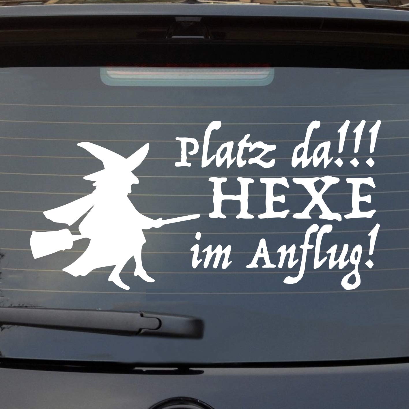 Hellweg Druckerei Platz da Hexe im Anflug Auto Aufkleber Sticker Heckscheibenaufkleber von Hellweg Druckerei